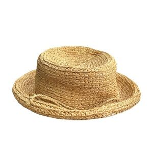 Scala Straw Sun Hat 3” Brim Wear Two Ways Excellent Condition